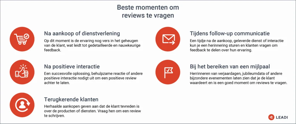 Beste momenten om te vragen om reviews