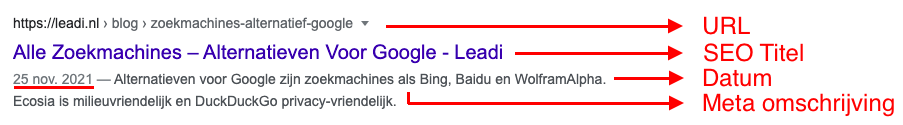 Complete snippet met meta omschrijving