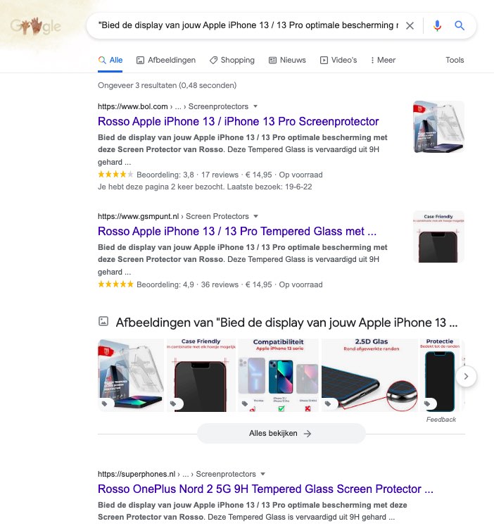 Externe duplicate content voor Apple iPhone 13 en 13 Pro screen protector