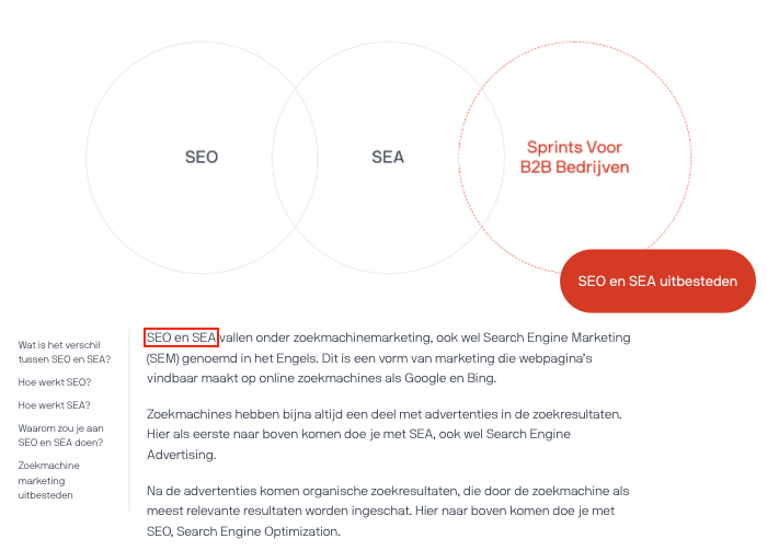 Focus zoekwoord in eerste 100 woorden on page SEO