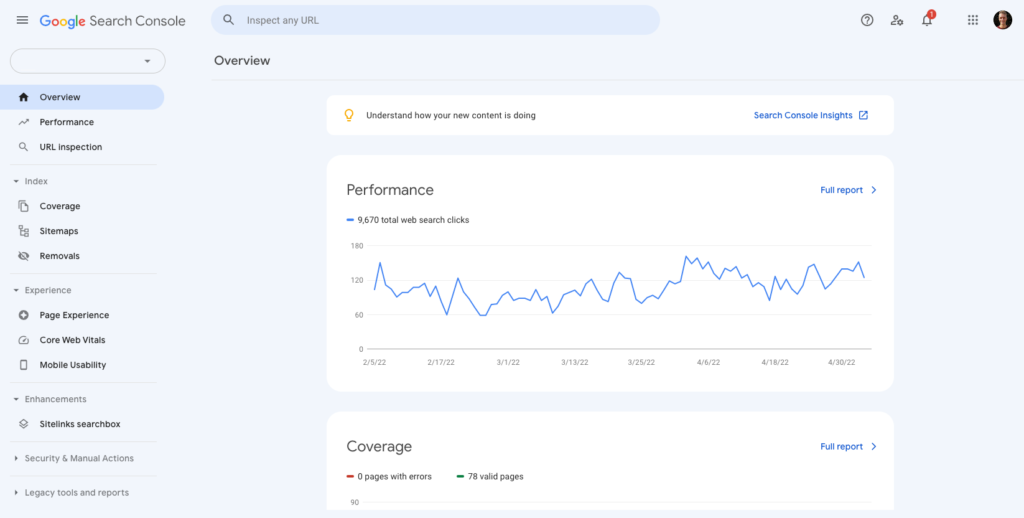 Dashboard Google Search Console