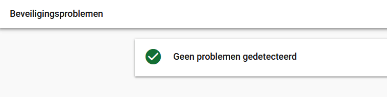 Google Search Console geen beveiligingsproblemen