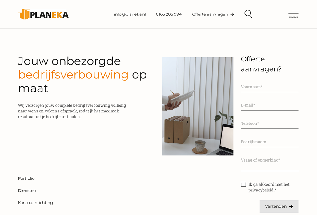 Planeka website homepage
