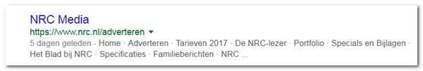 Nietszeggende Meta description van NRC