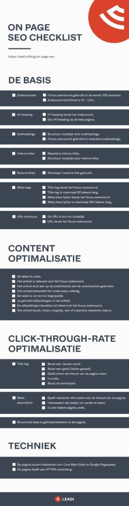on page seo checklist