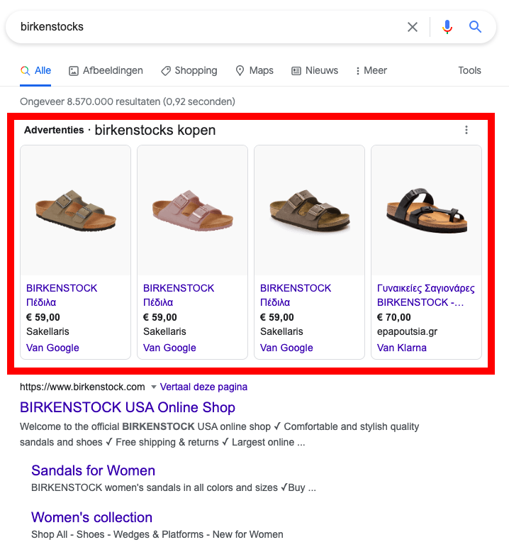 Shopping advertentie