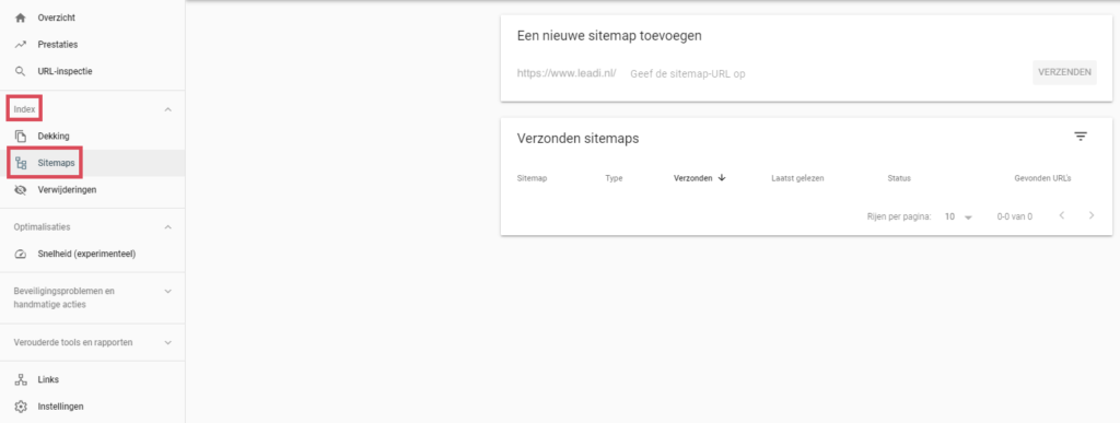 Sitemap toevoegen