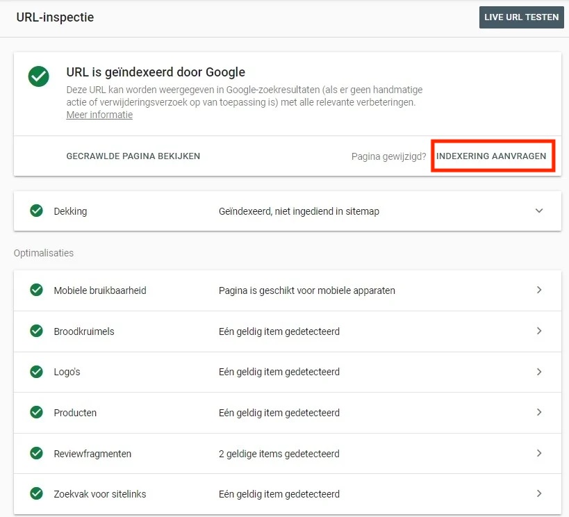 URL-inspectie tool