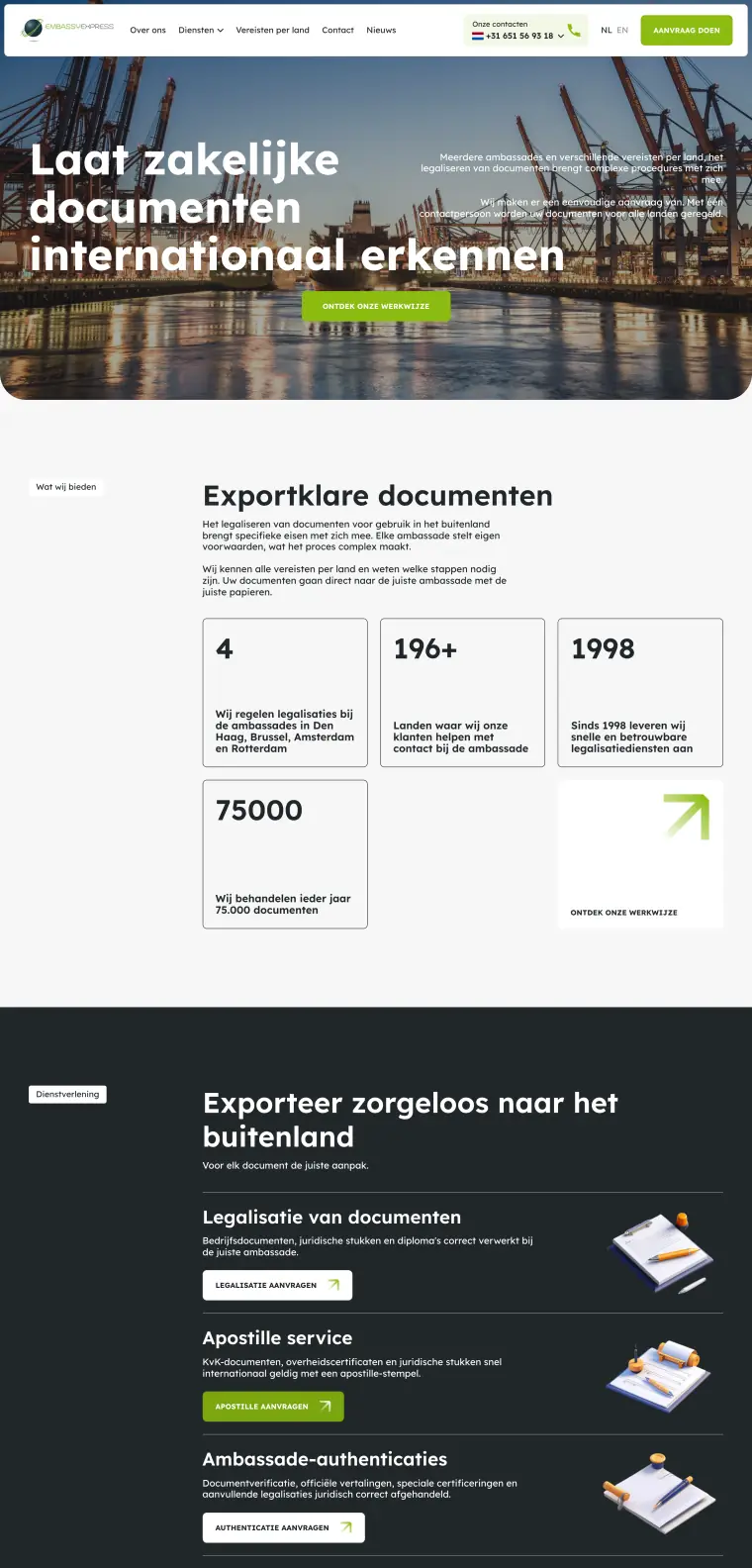 Homepage van Embassy Express