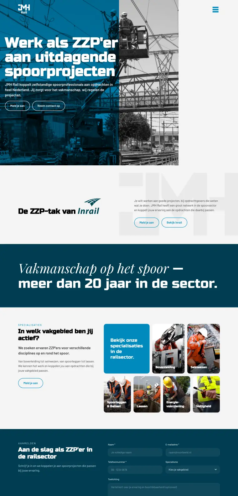 Homepage van JMH Rail