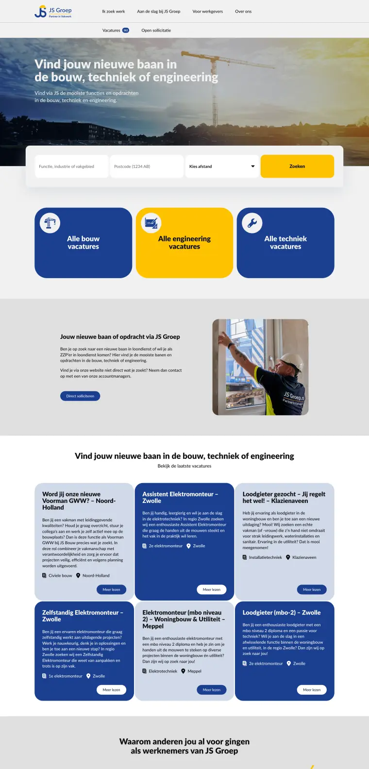 Homepage van JS Groep