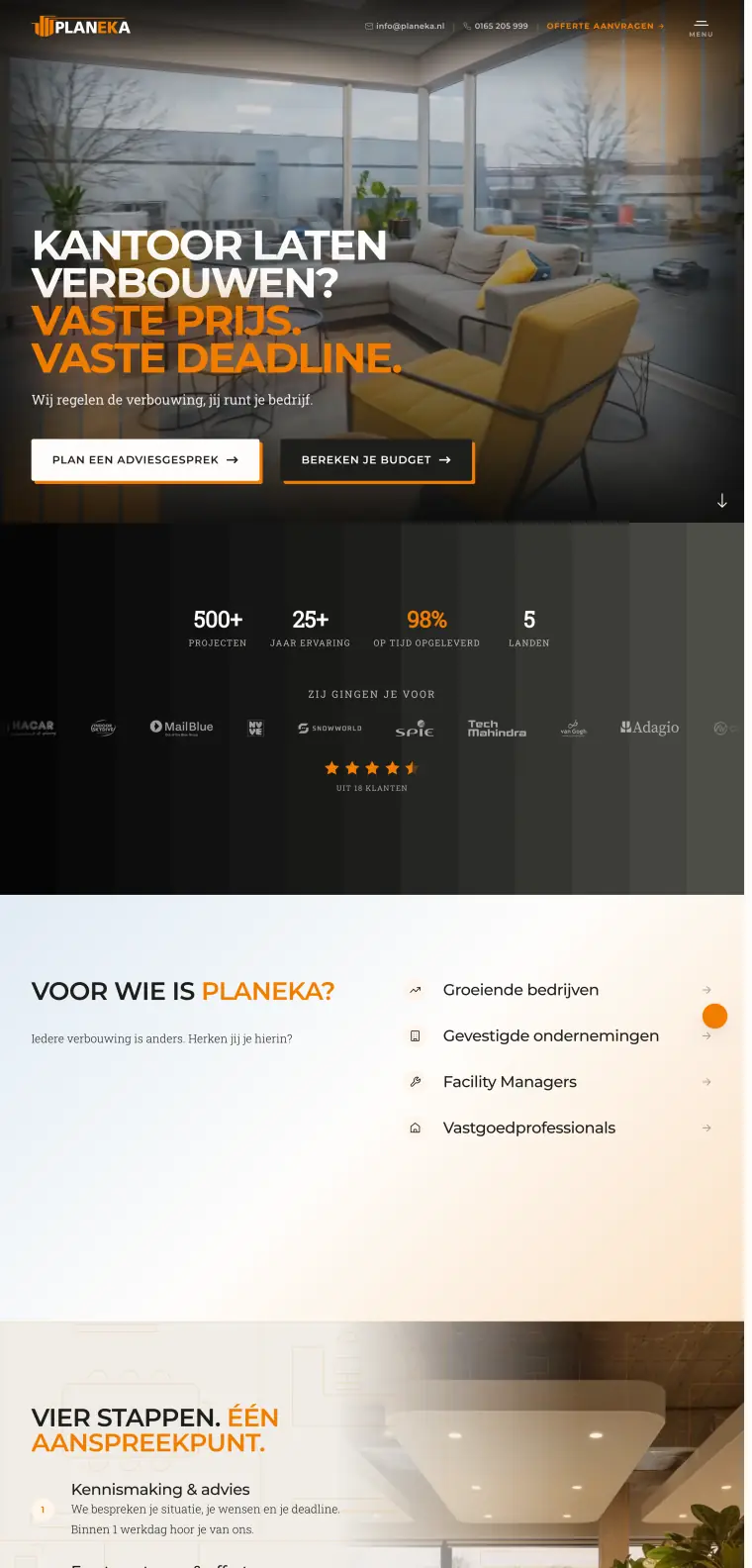 Homepage van Planeka