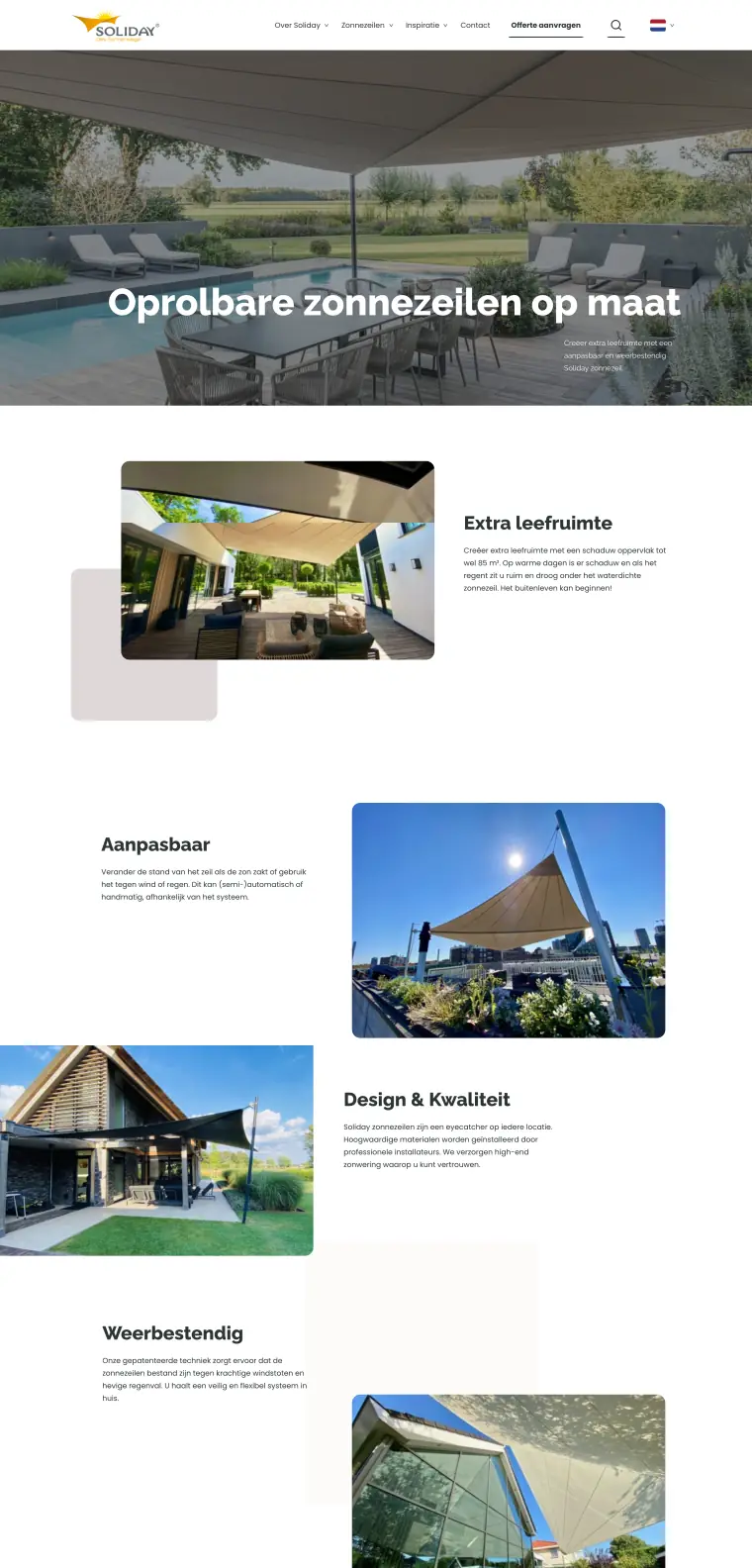 Homepage van Soliday