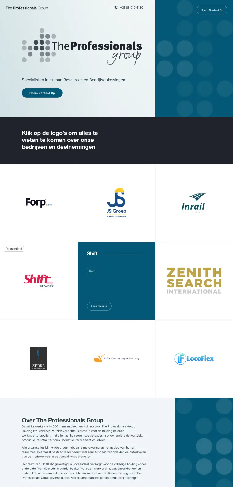 Homepage van The Professionals Group