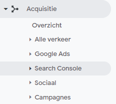 Google analytics acquisitie menu
