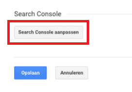 Search console aanpassen